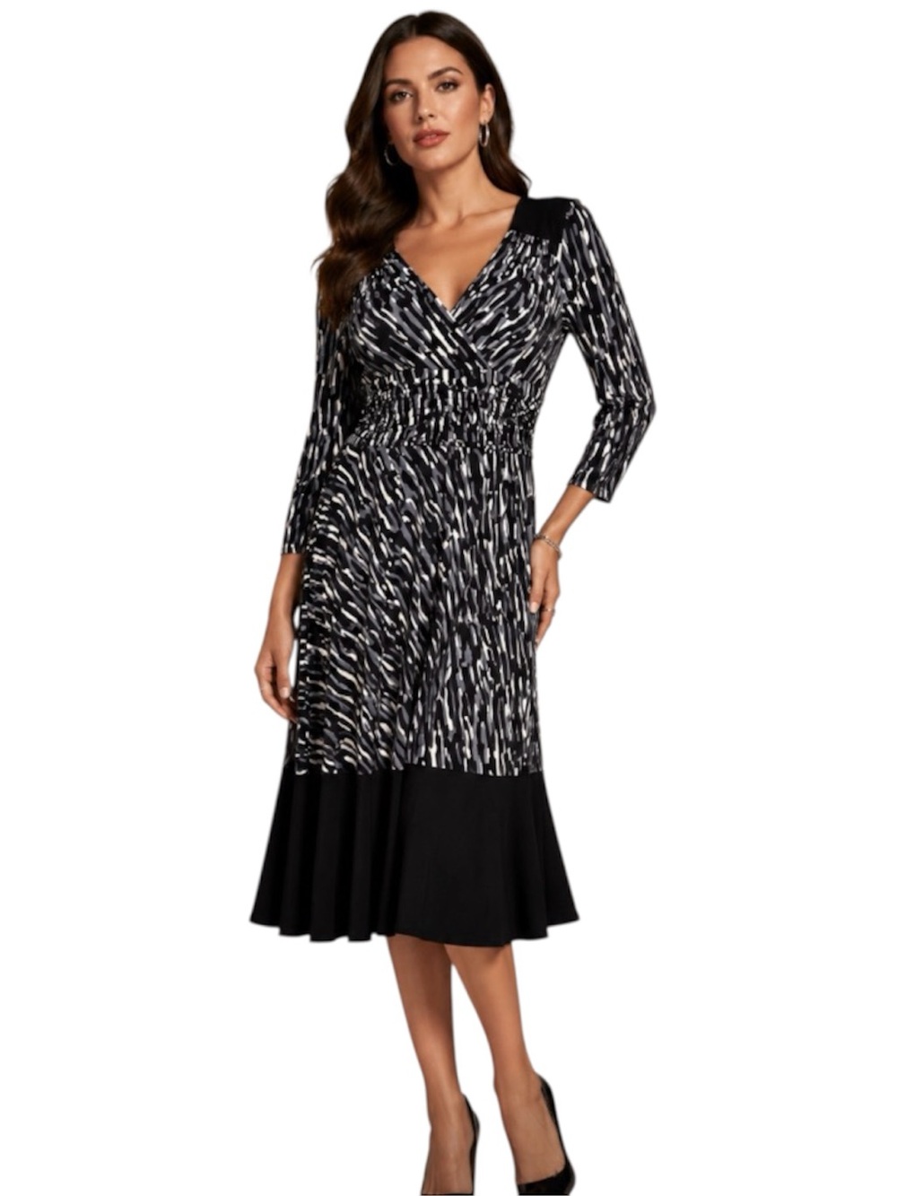 Donna Morgan Monochrome Long Sleeve Dress